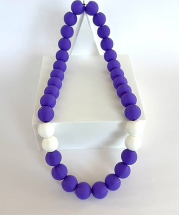 Purple + White Stripes Bubble Chain necklace