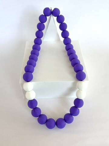 Purple + White Stripes Bubble Chain necklace