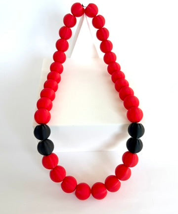 Red + Black Stripes Bubble Chain necklace