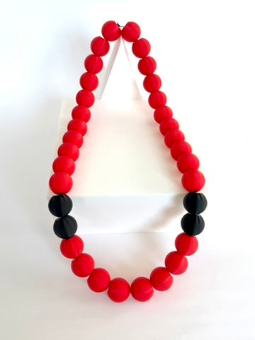 Red + Black Stripes Bubble Chain necklace