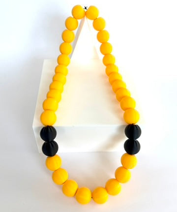 Yellow + Black Stripes Bubble Chain necklace