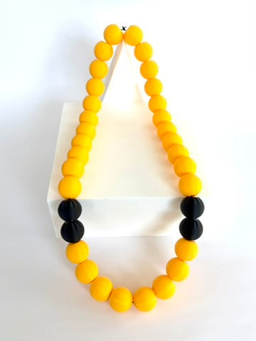 Yellow + Black Stripes Bubble Chain necklace
