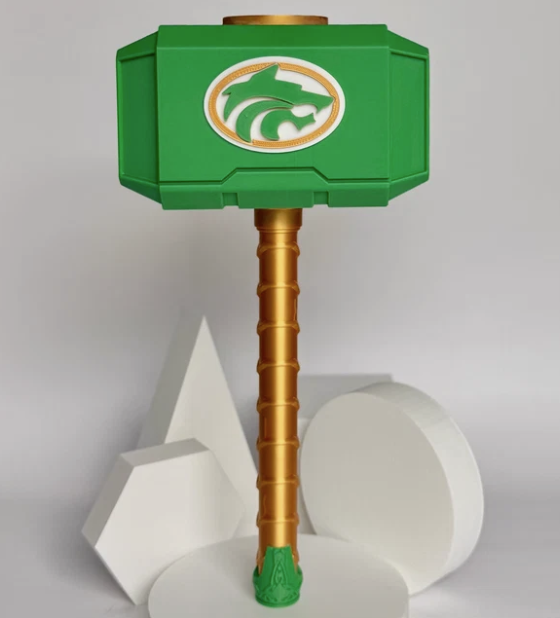 Green and gold custom school spirit hammer