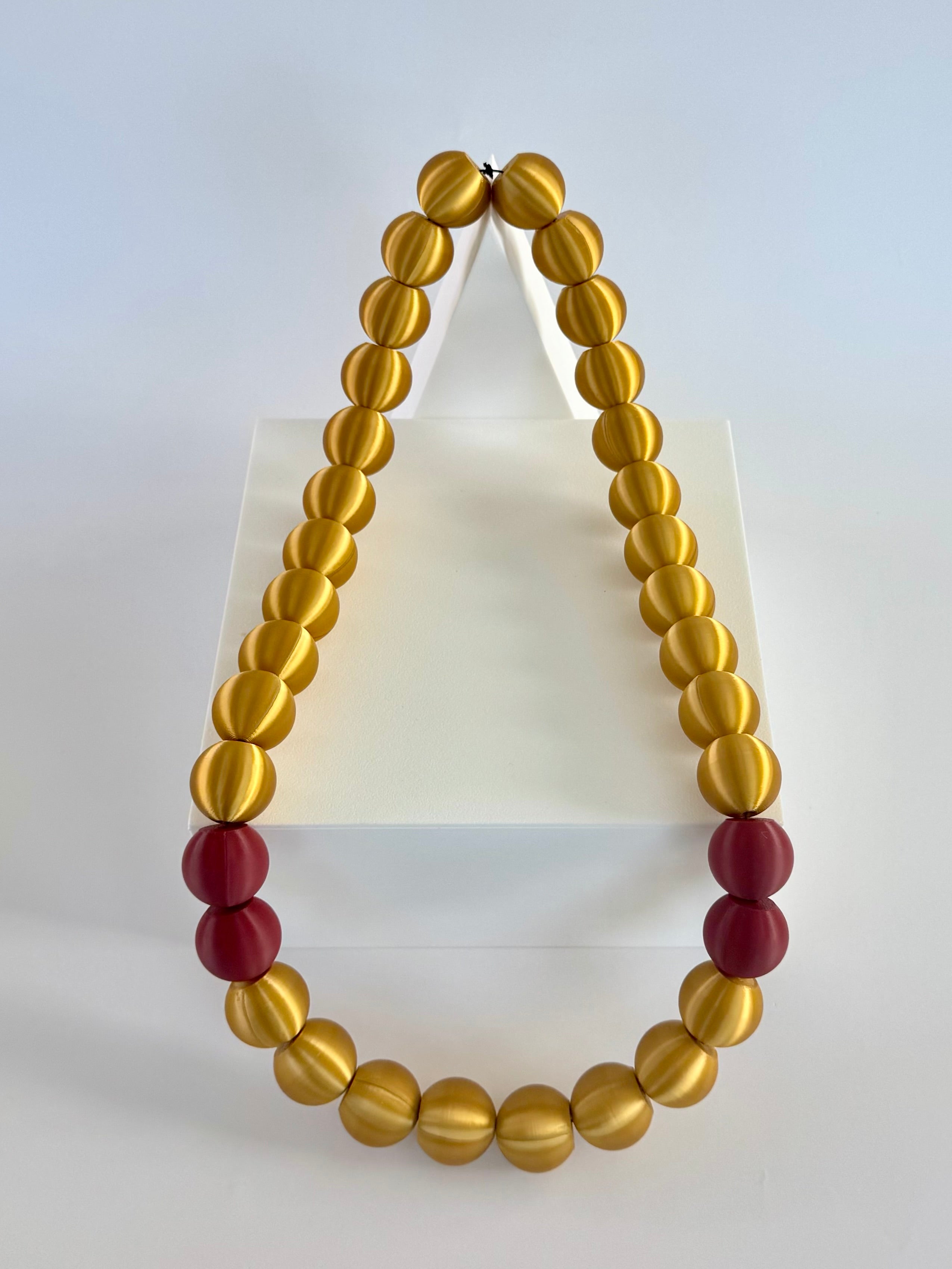 Gold + Crimson Red Stripes Bubble Chain