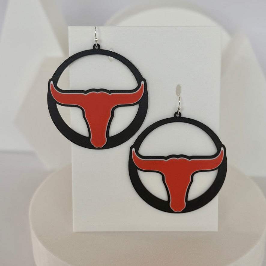 lanier longhorns logo hoop earrings