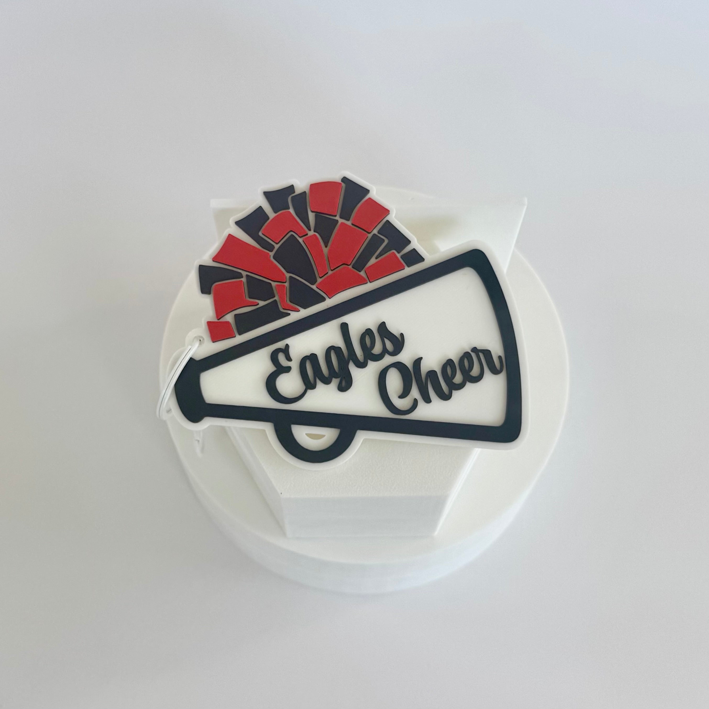 Milton Juniors Eagles Cheer Bag Tag in red, navy and white