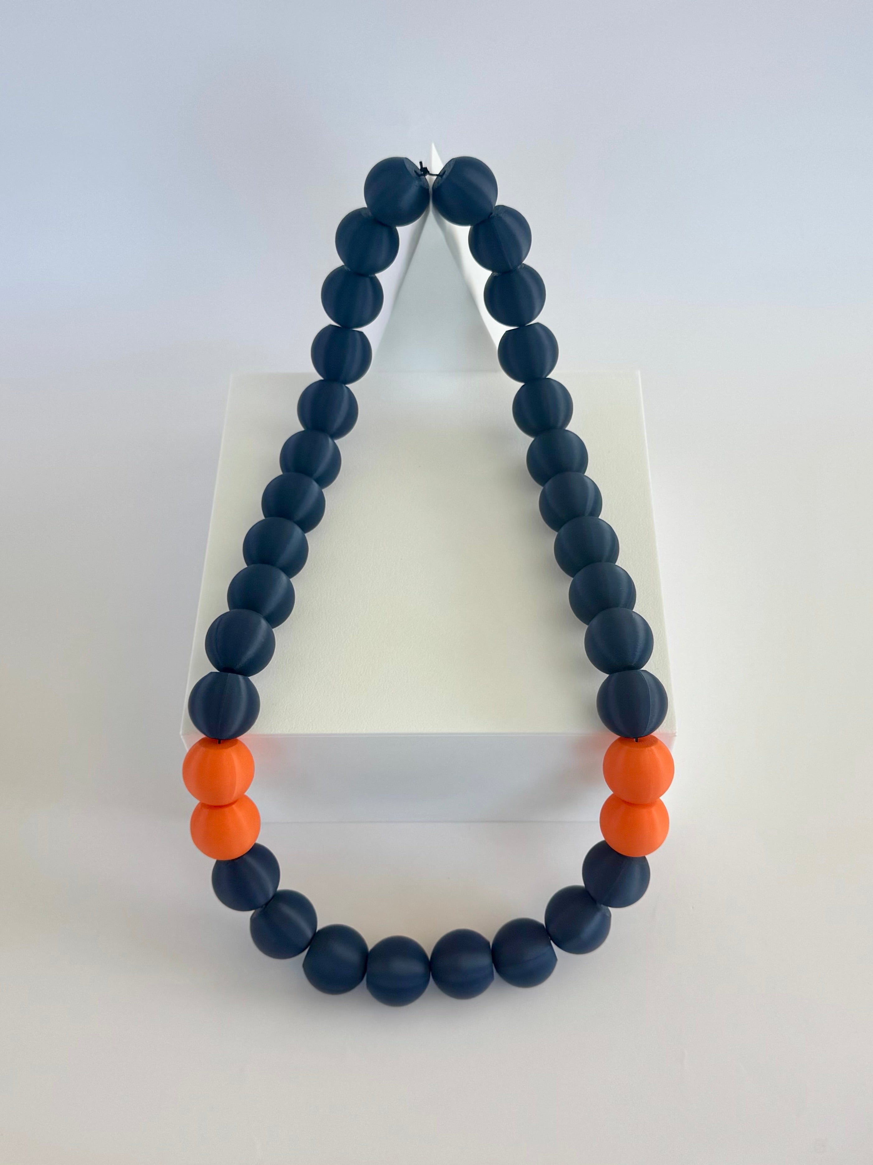 Navy + Orange Stripes Bubble Chain