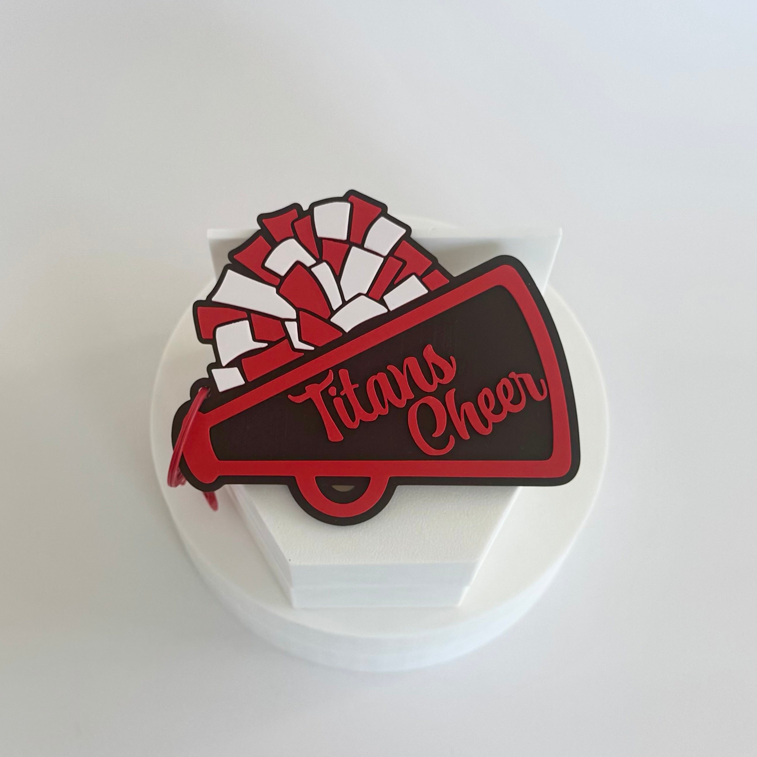 North Oconee Titans Cheer Bag Tag in red, black and white