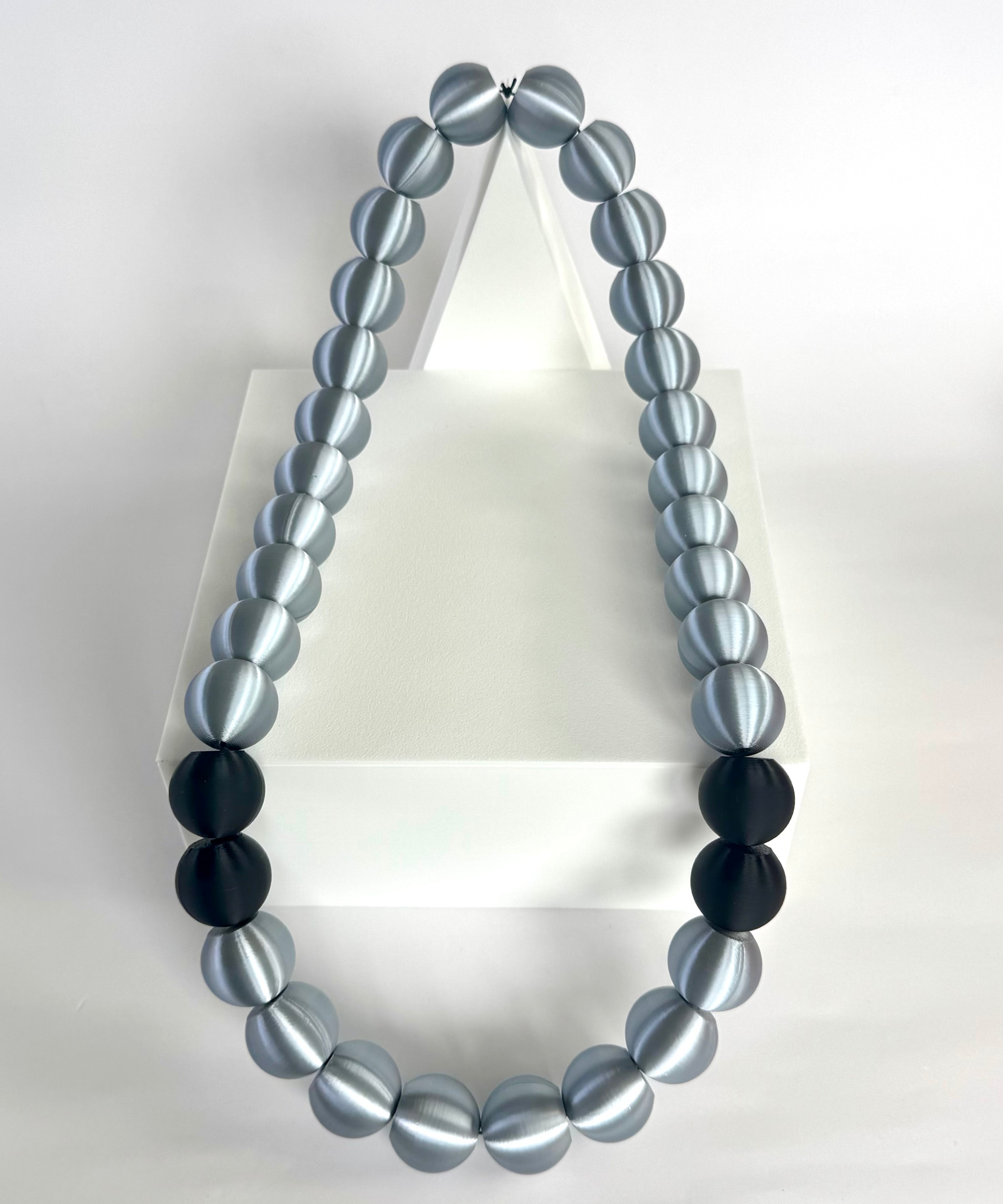 Silver + Black Stripes Bubble Chain