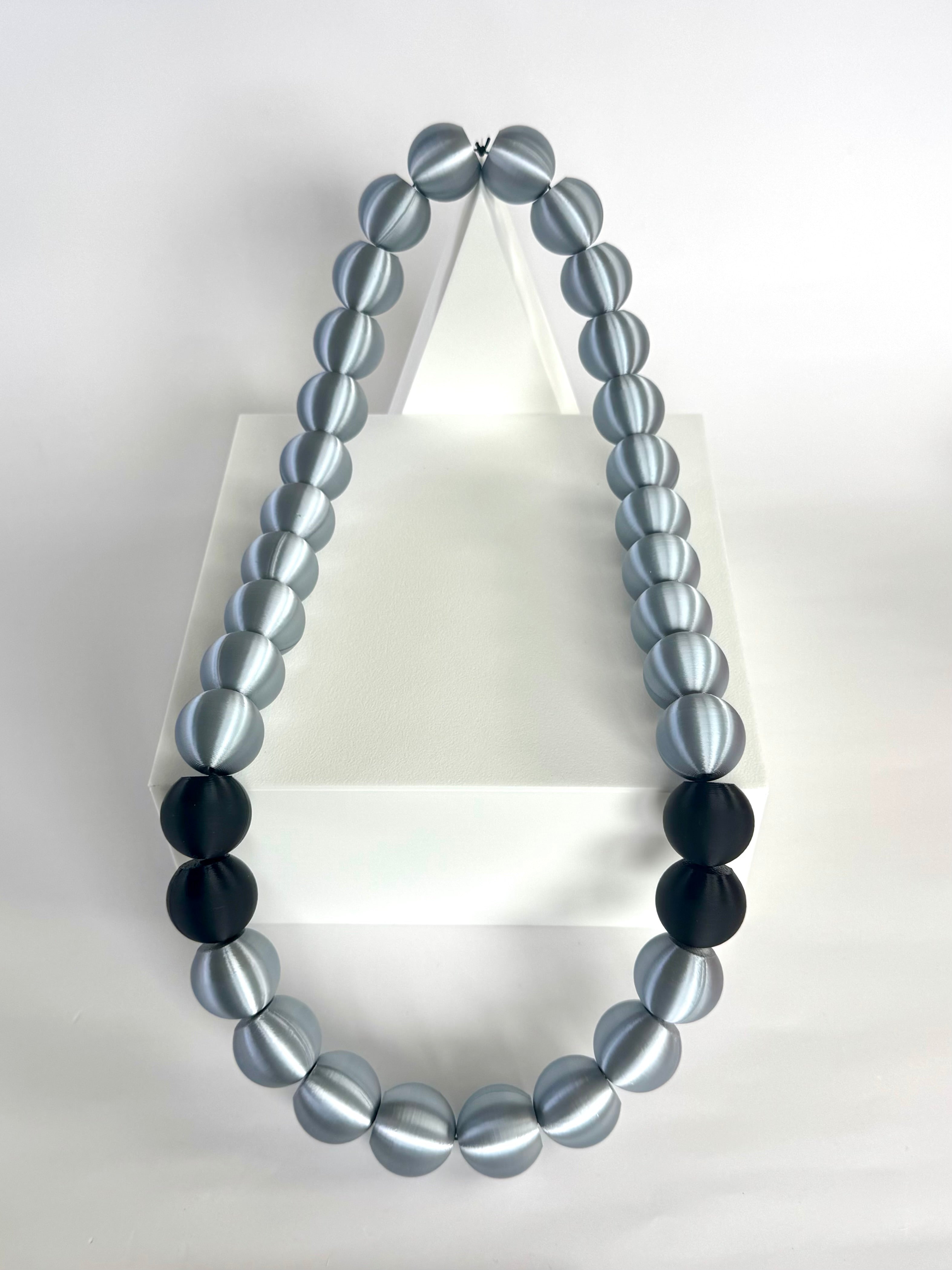 Silver + Black Stripes Bubble Chain
