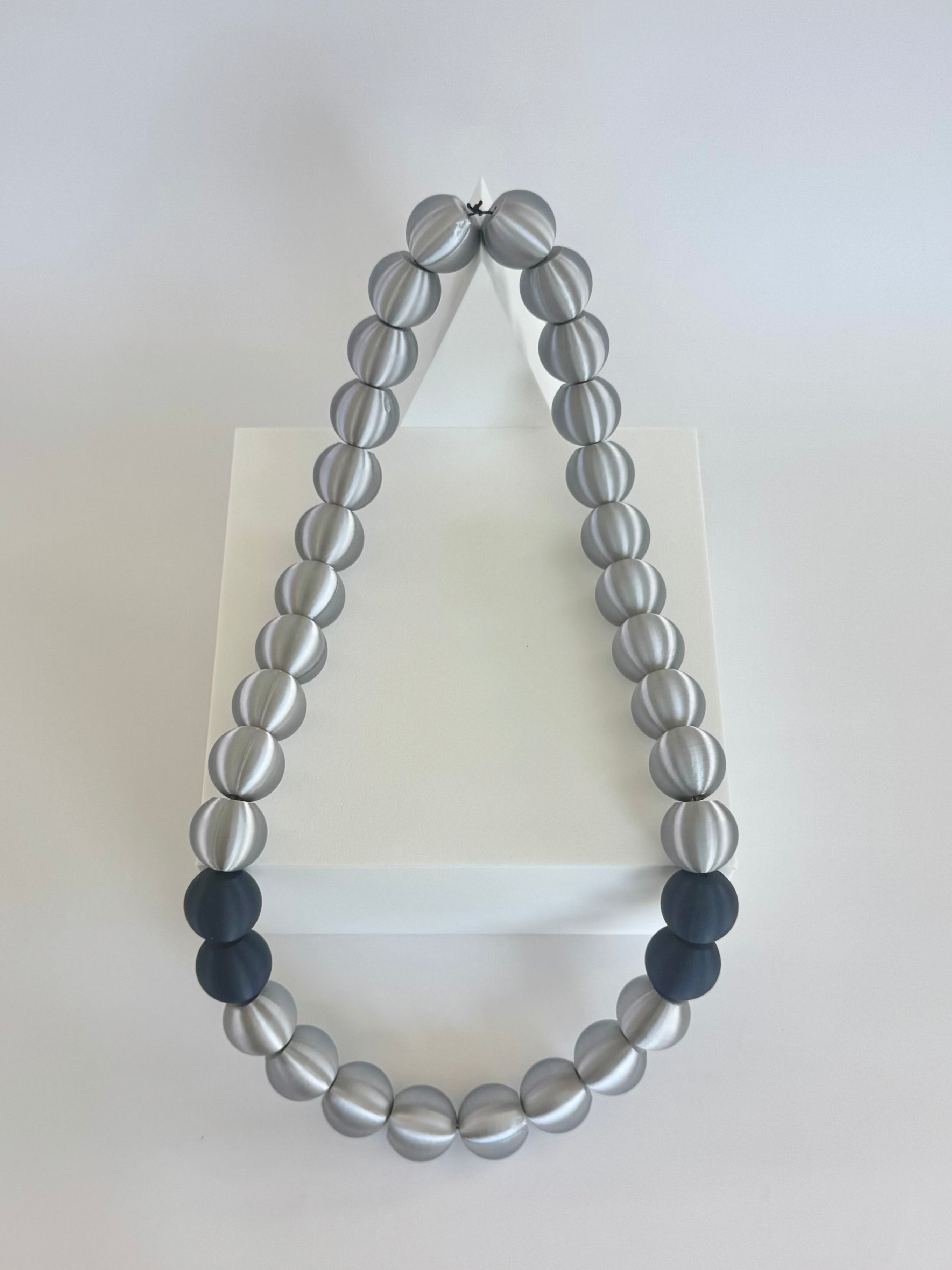 Silver + Navy Stripes Bubble Chain
