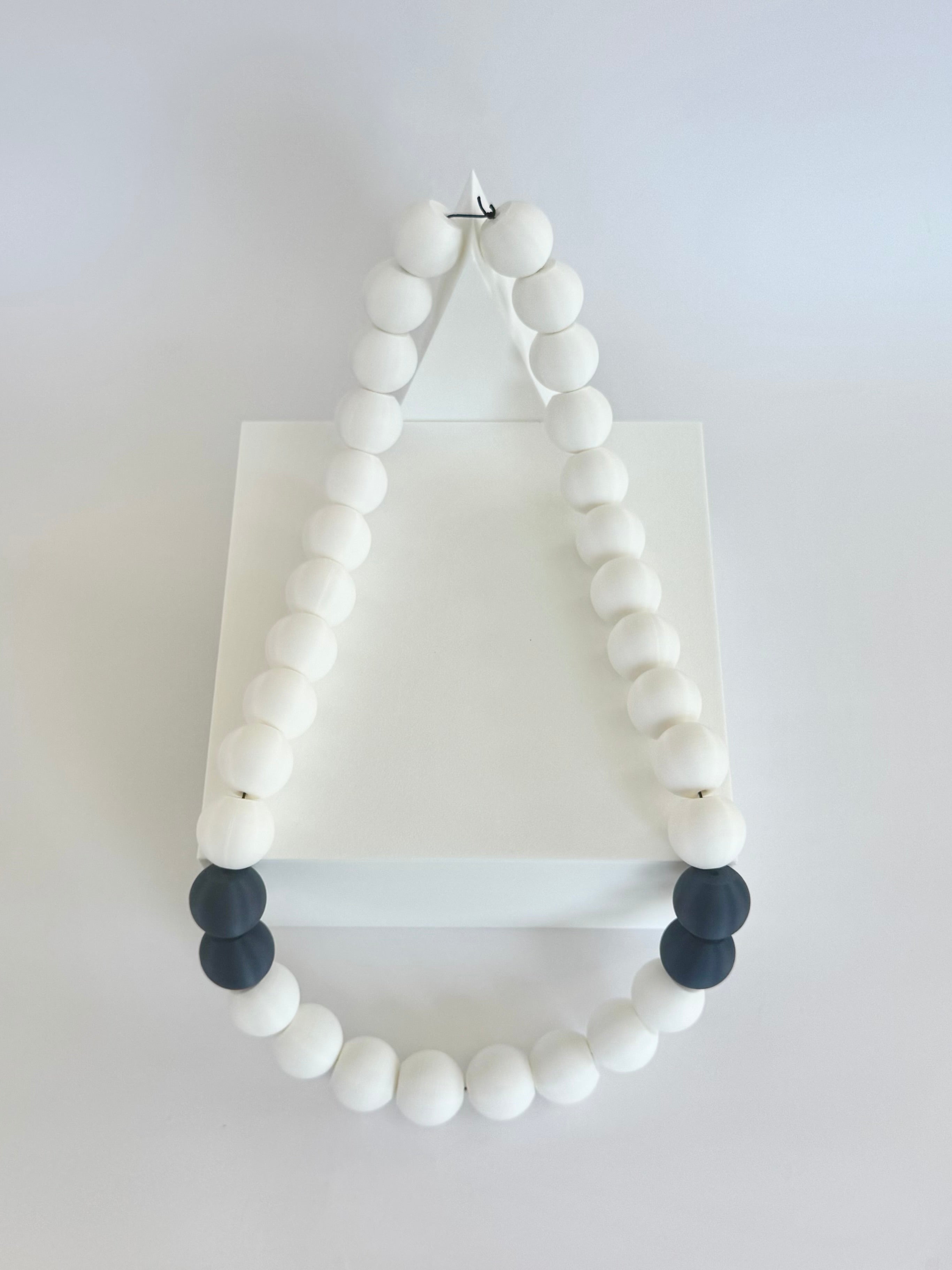 White + Navy Stripes Bubble Chain