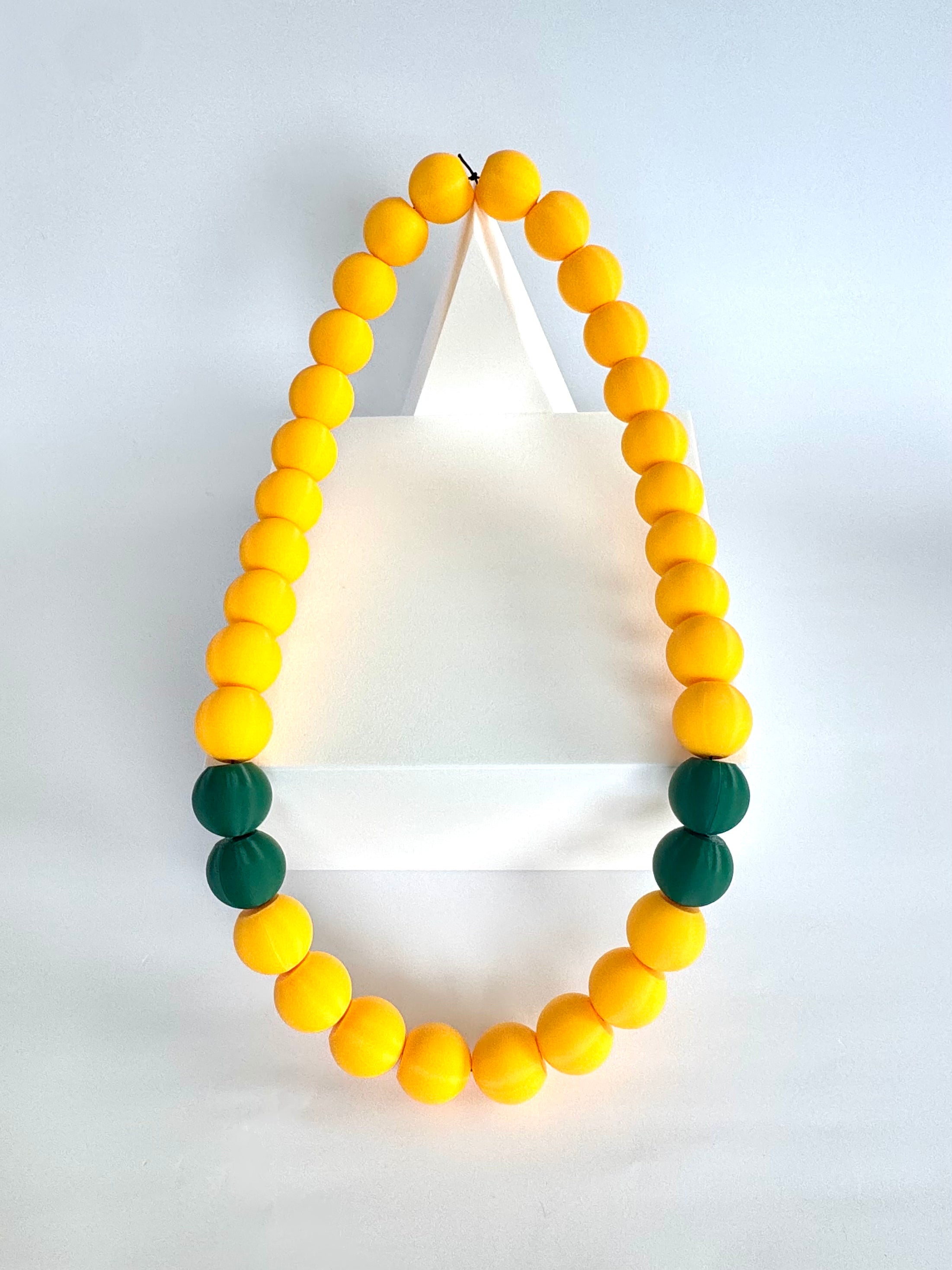 Yellow + Hunter Green Stripes Bubble Chain